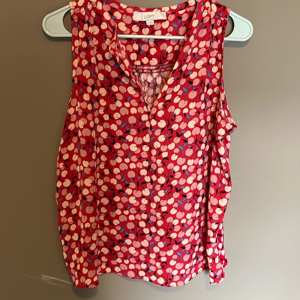 Loft cherry blouse size medium